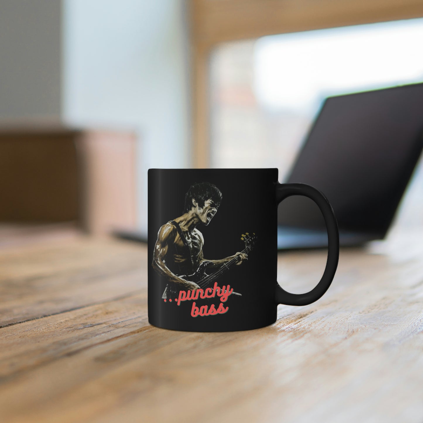 Punchy Bass - Snarky humor 11oz Black Mug