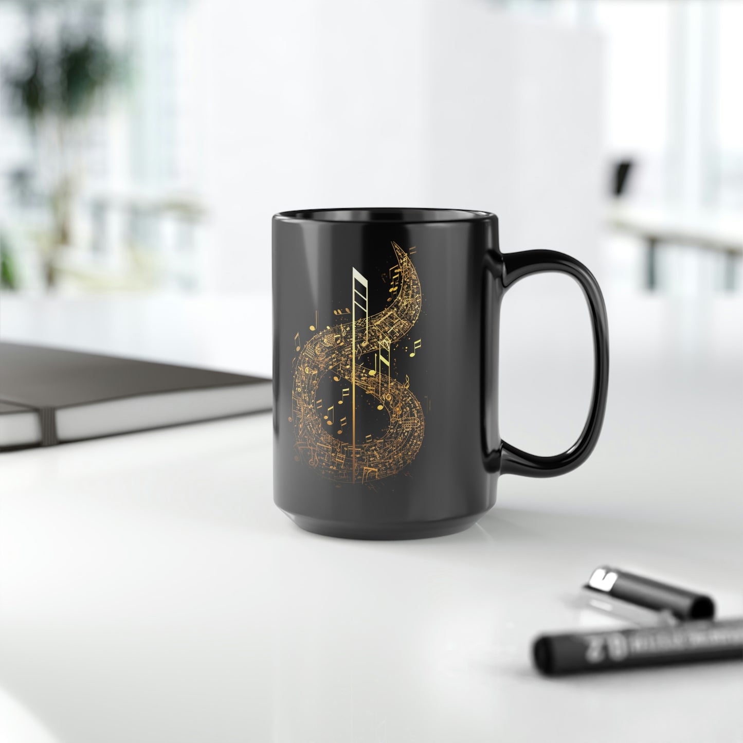 "Jazz" Black Mug, 15oz