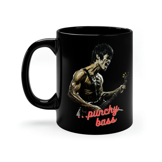 Punchy Bass - Snarky humor 11oz Black Mug